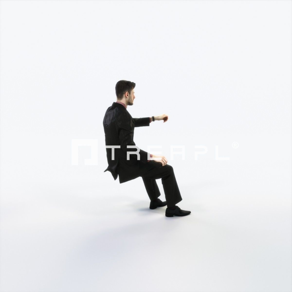 Posture 20C Driver Driving Sitting Elegant Business Man Low-poly 3D model_3