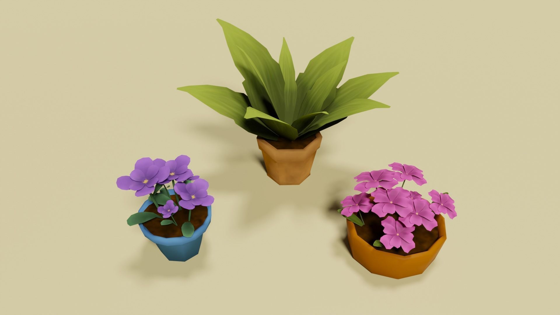 Stylized Plant and Flowers - Low Poly 3D Model Low-poly 3D model_2