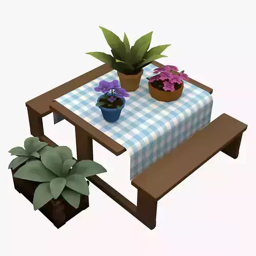 Stylized Plant and Flowers - Low Poly 3D Model