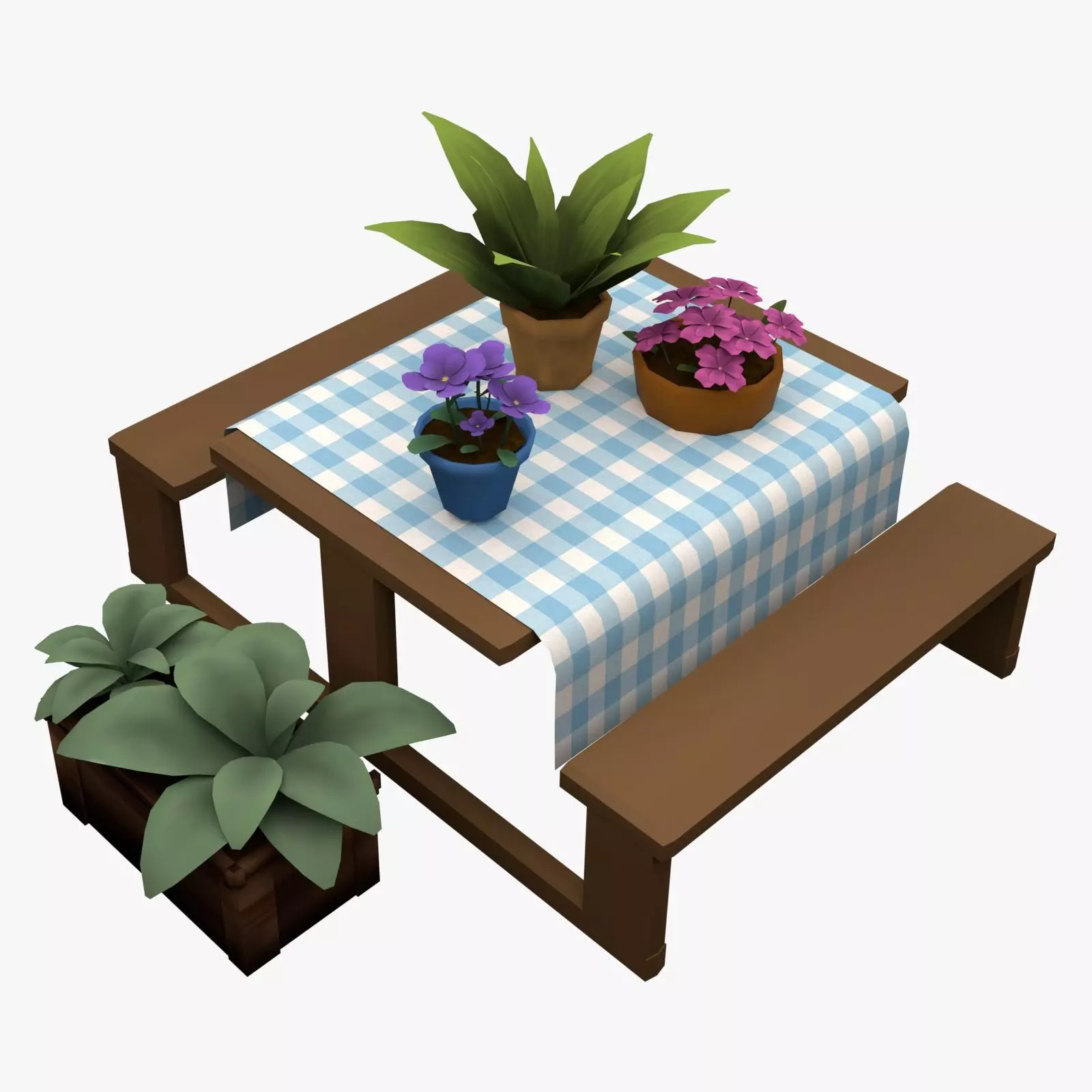Stylized Plant and Flowers - Low Poly 3D Model Low-poly 3D model_0