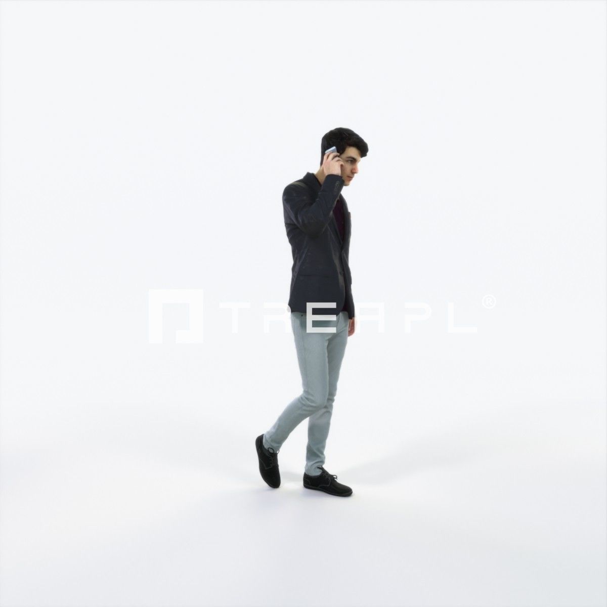 Prime 03J Cell Phone walking Casual Man Low-poly 3D model_2