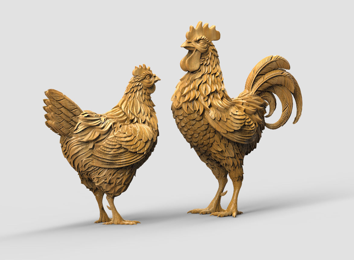 hen rooster statue  3D print model_3
