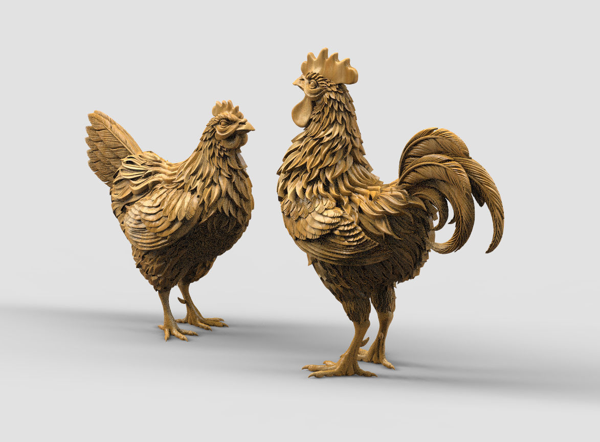 hen rooster statue  3D print model_2