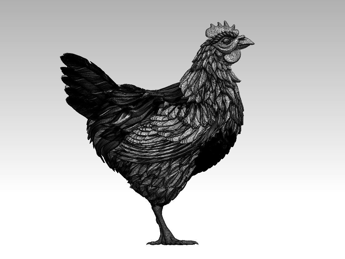 hen rooster statue  3D print model_6