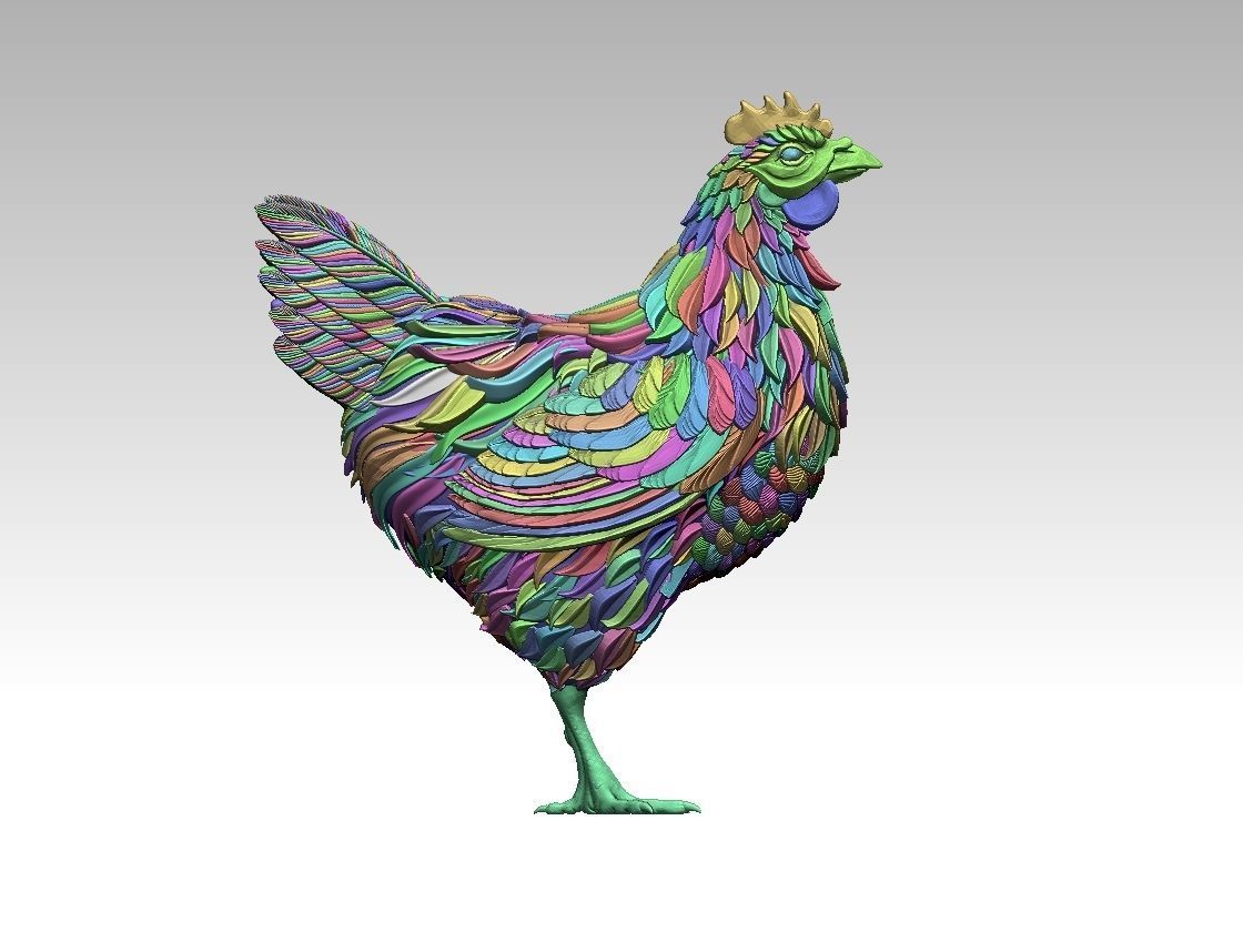 hen rooster statue  3D print model_7