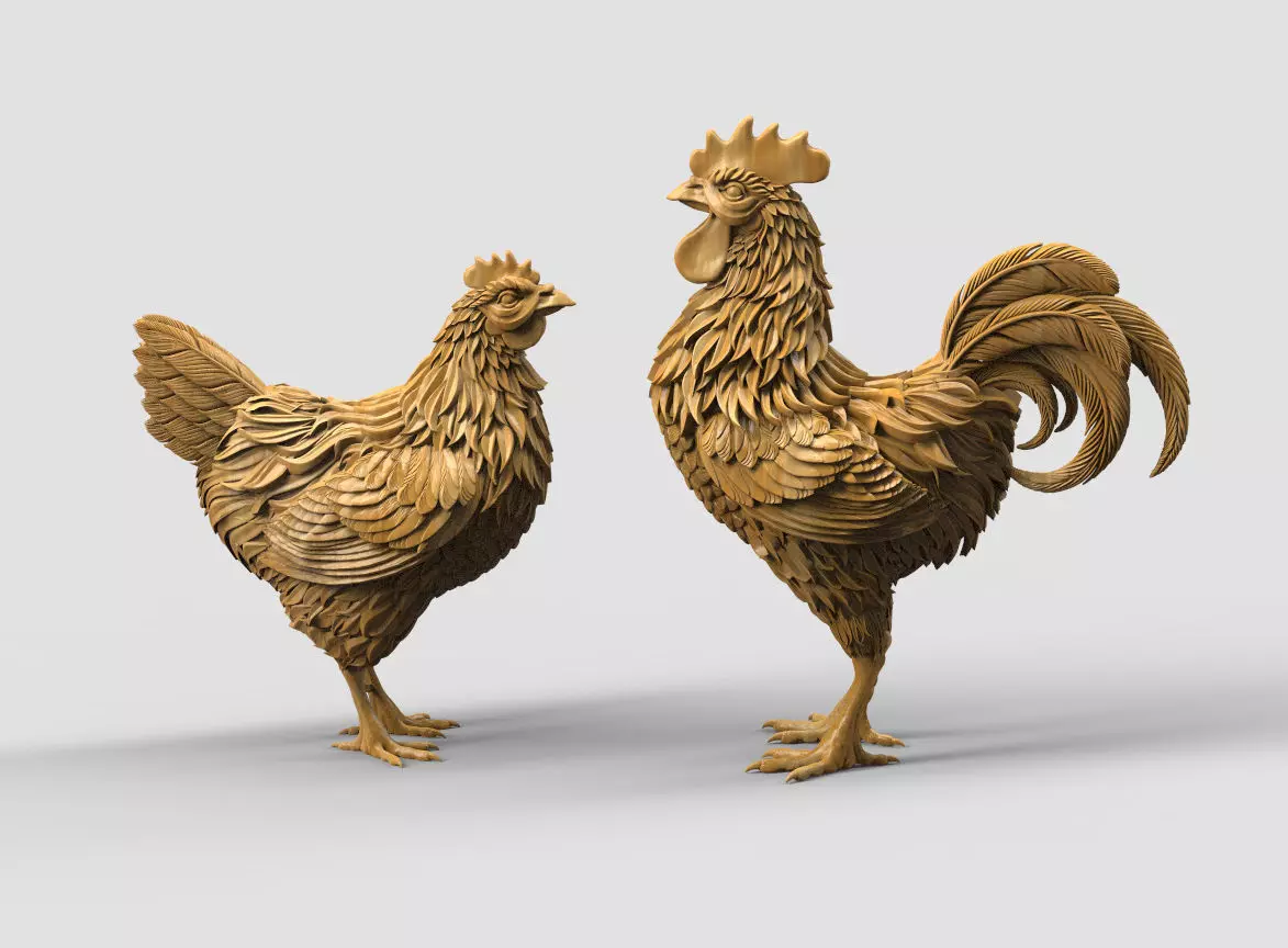 hen rooster statue  3D print model_0