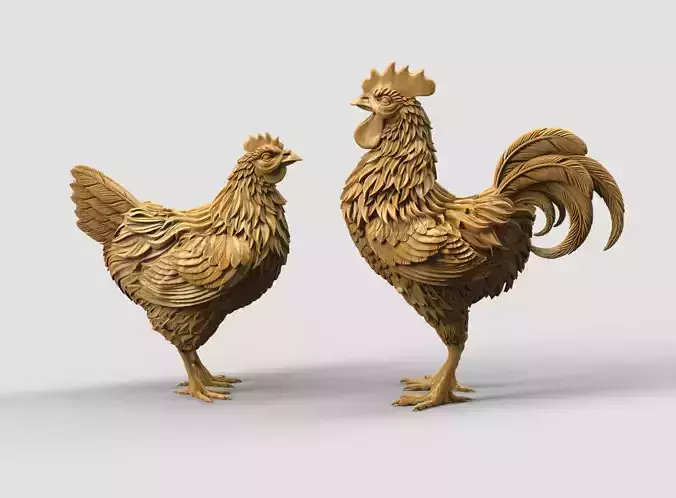 hen rooster statue  3D print model