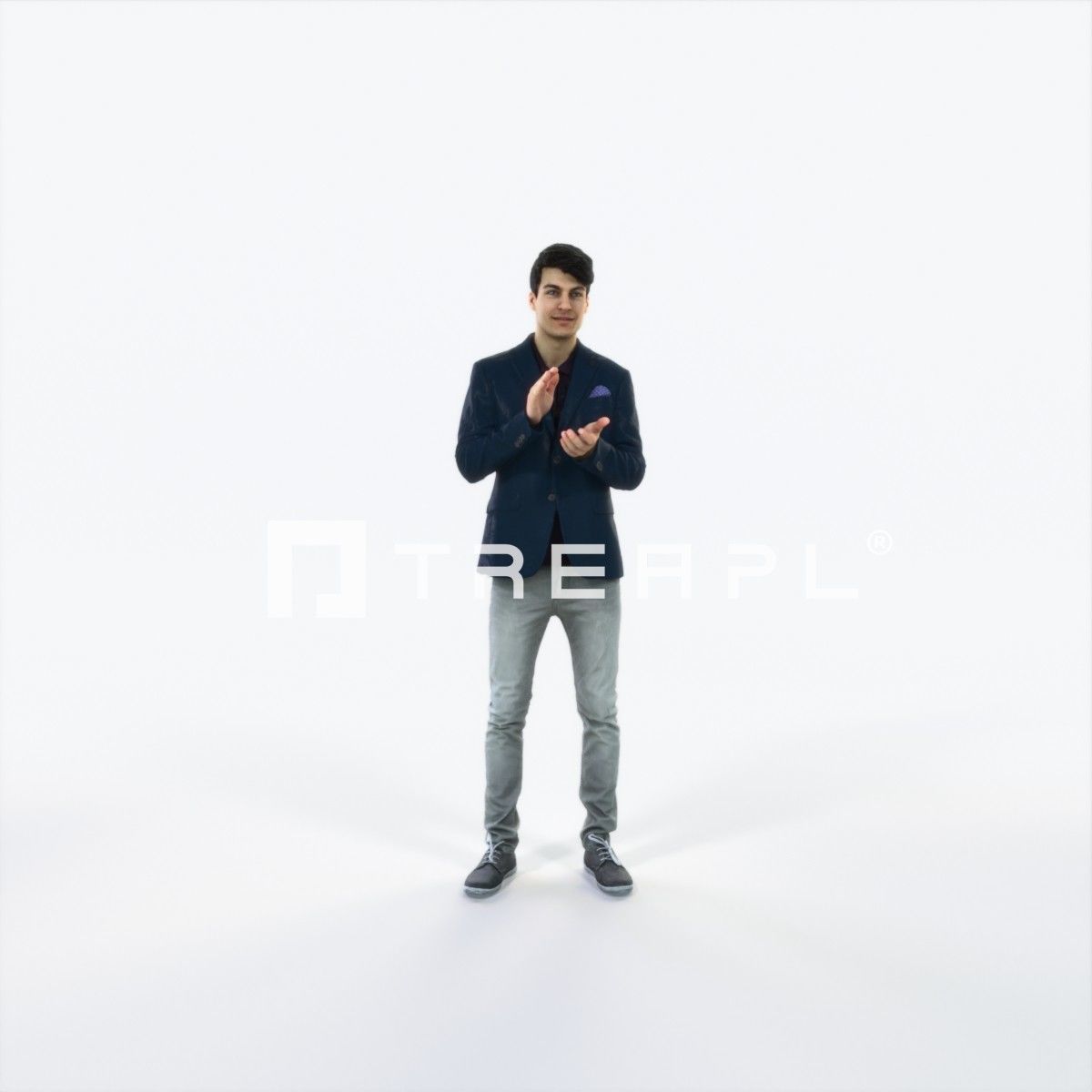 Prime 04J Clapping Casual Man Low-poly 3D model_1