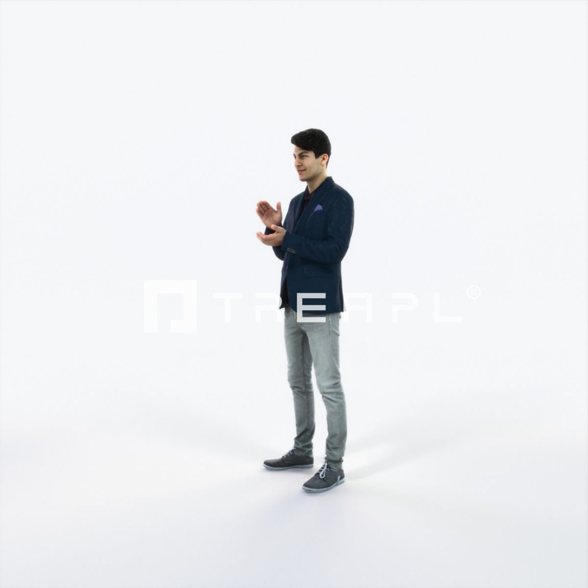 Prime 04J Clapping Casual Man Low-poly 3D model_6