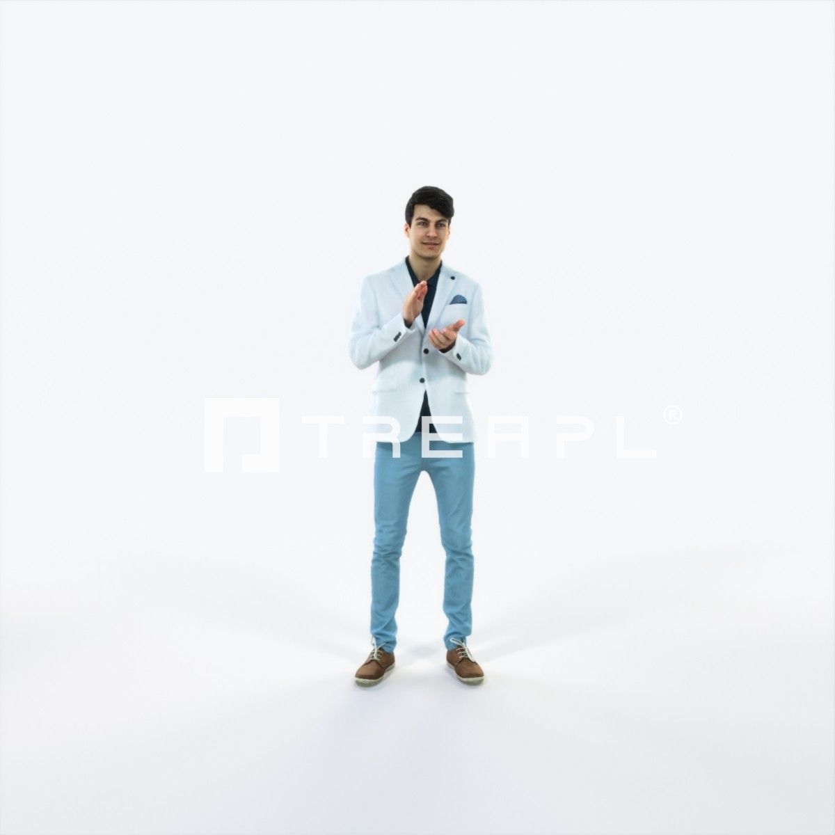 Prime 04F Clapping Casual Man Low-poly 3D model_1