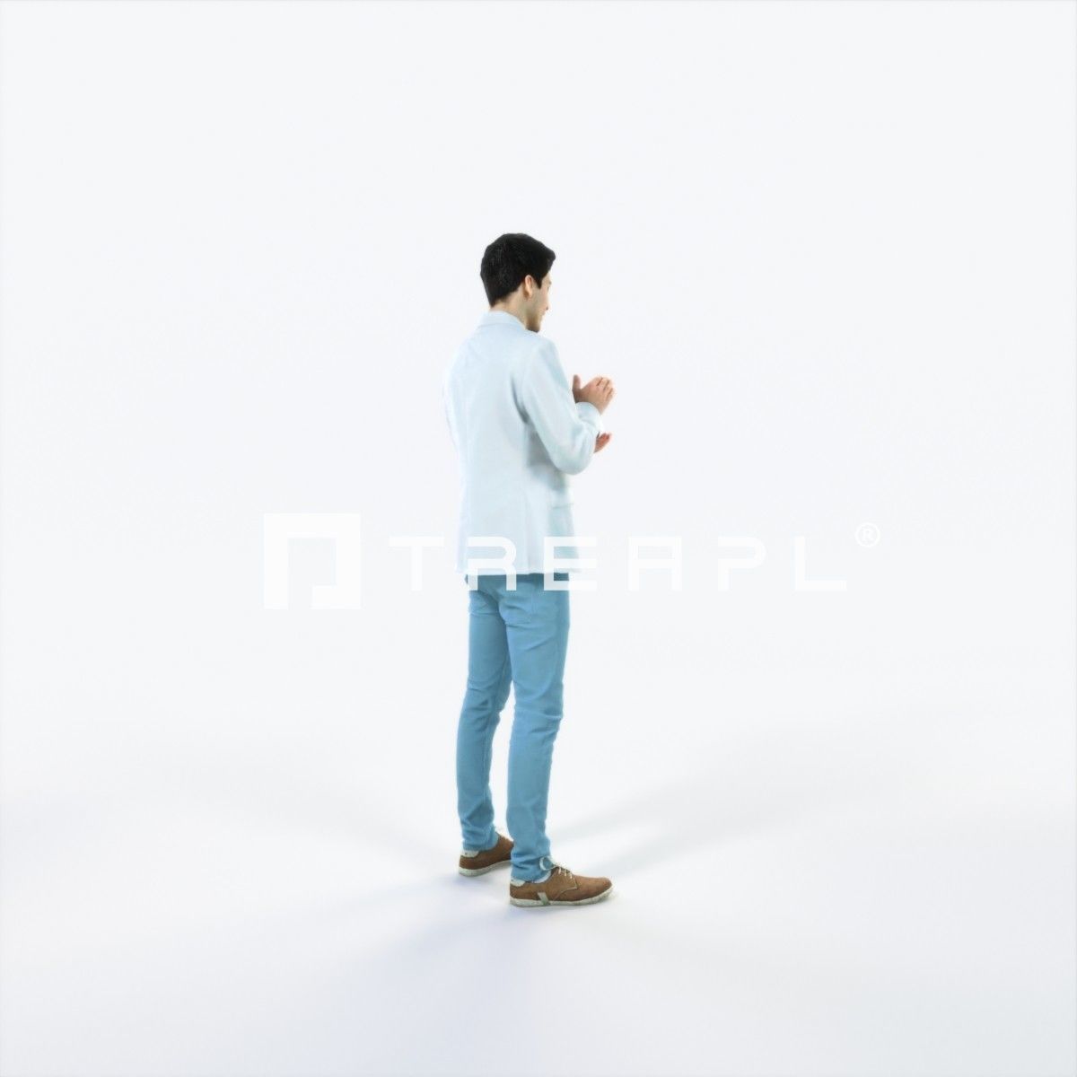 Prime 04F Clapping Casual Man Low-poly 3D model_3