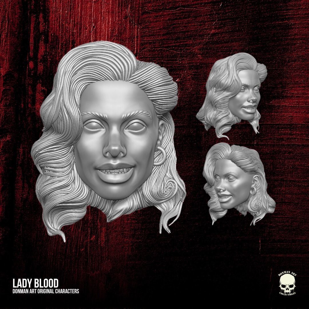 Lady Blood Heads 3D printable File 3D print model_13