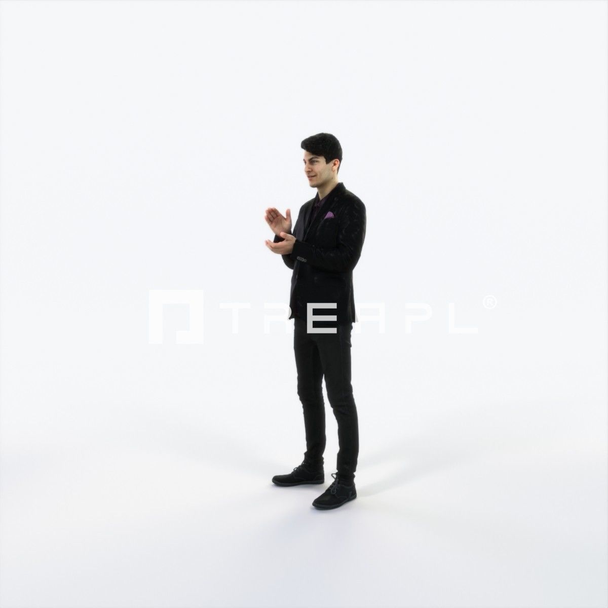 Prime 04B Clapping Casual Man Low-poly 3D model_6