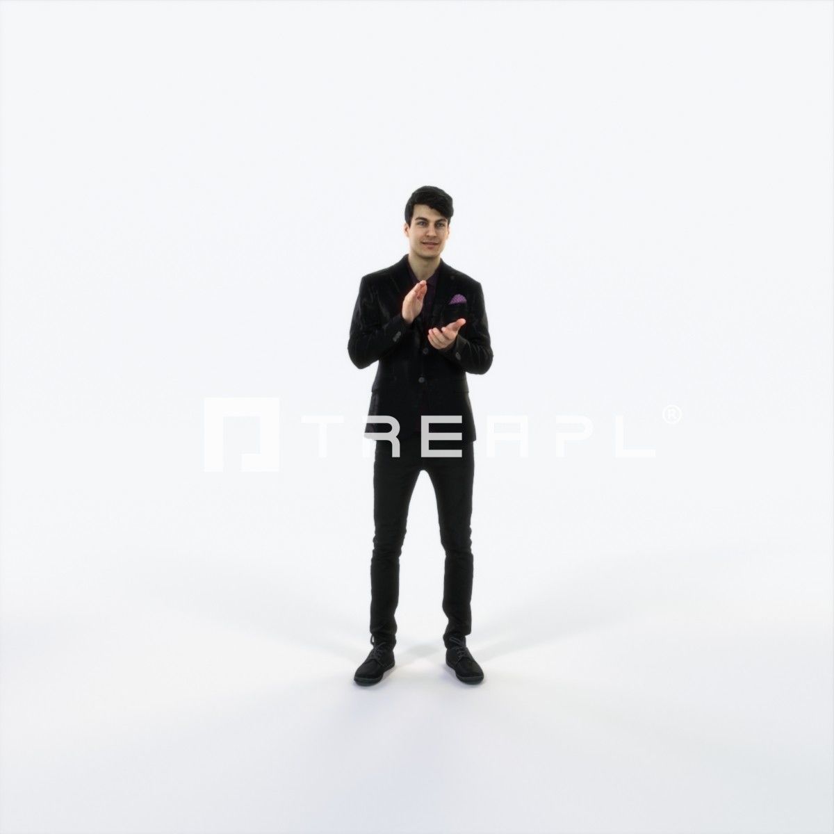 Prime 04B Clapping Casual Man Low-poly 3D model_1