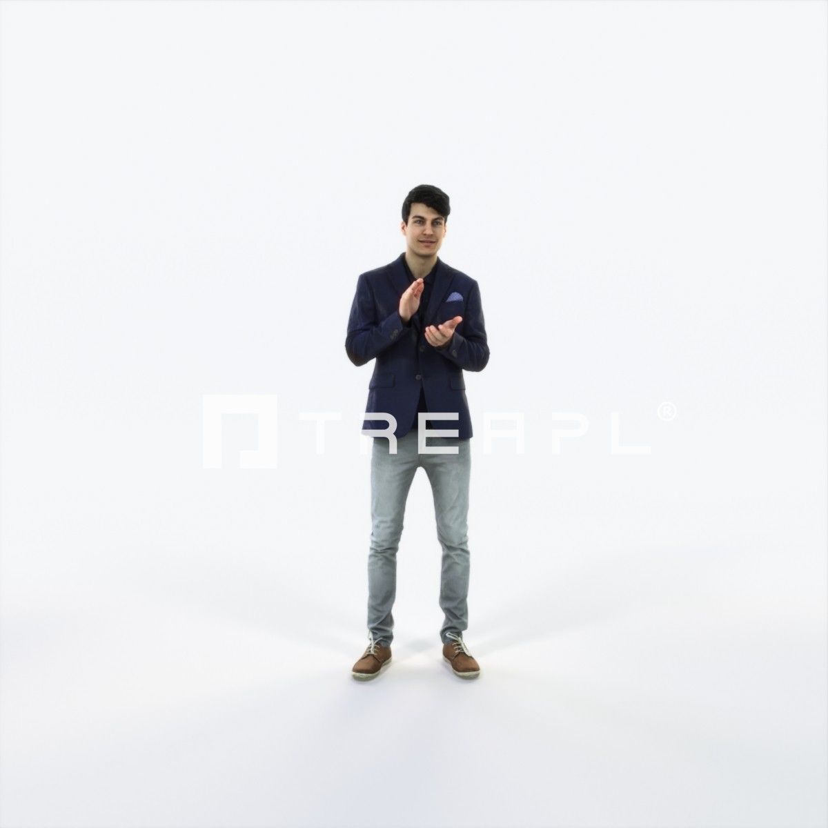 Prime 04A Clapping Casual Man Low-poly 3D model_1