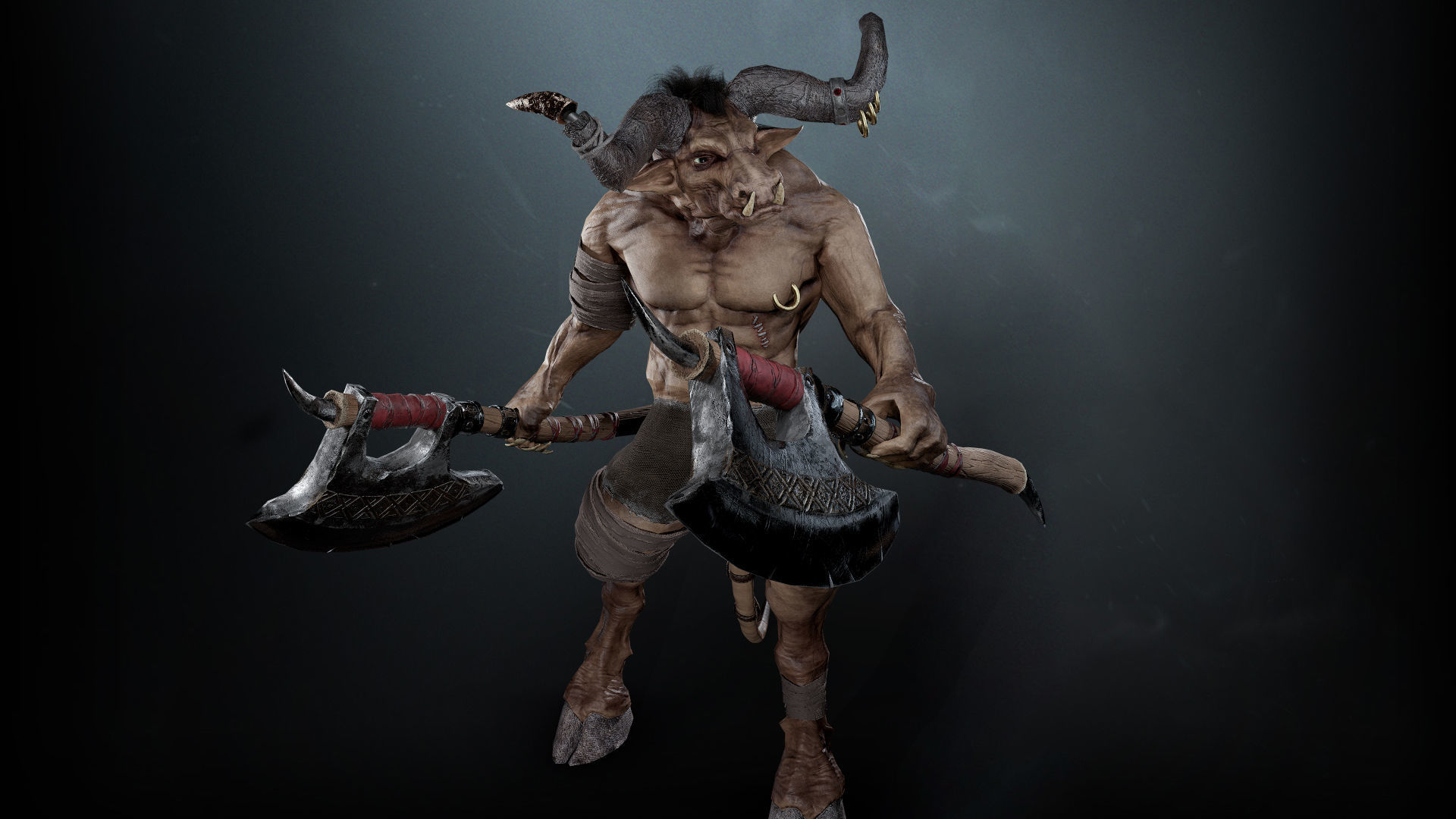 Minotaur Warrior Low-poly 3D model_14