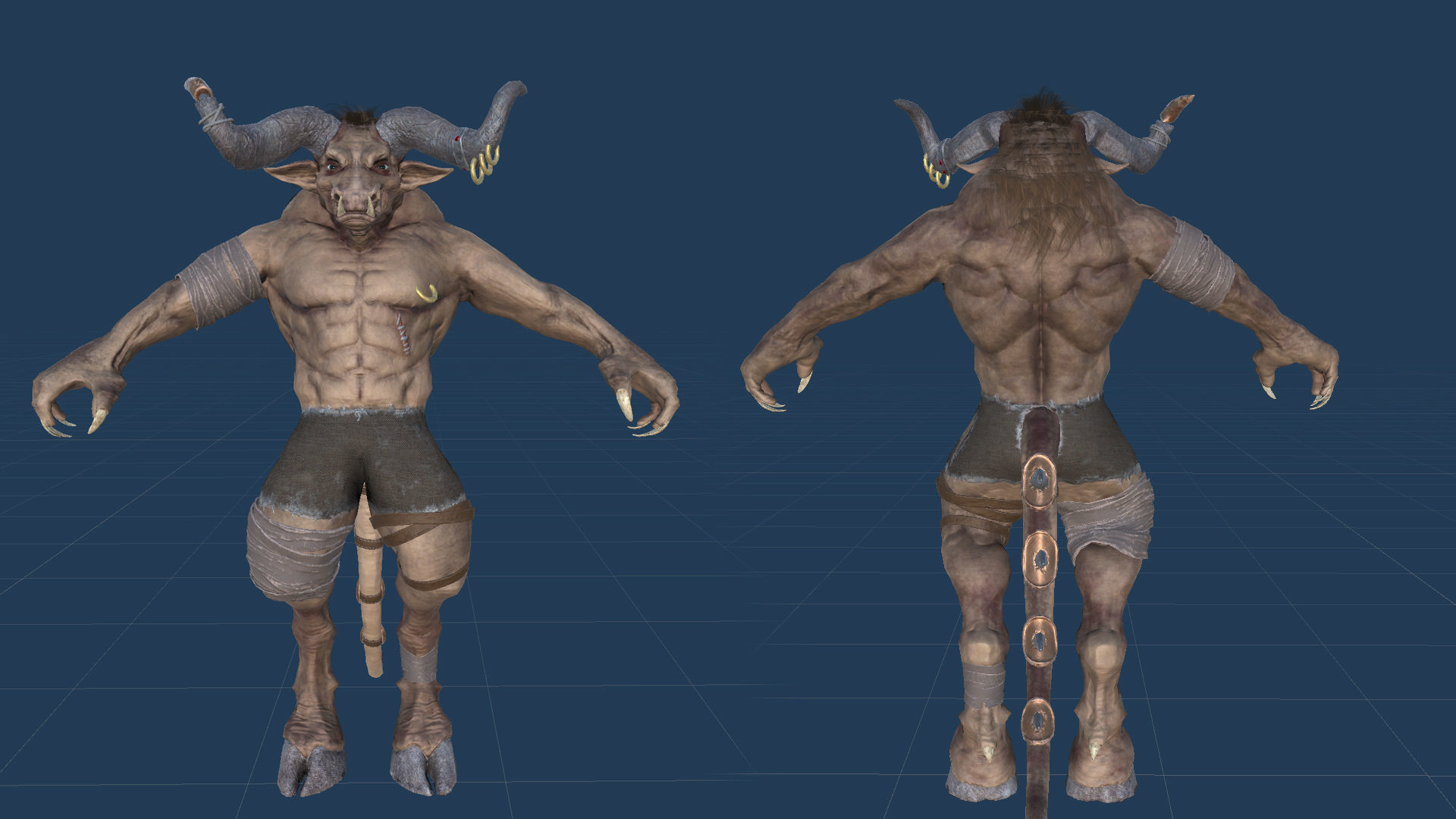 Minotaur Warrior Low-poly 3D model_6