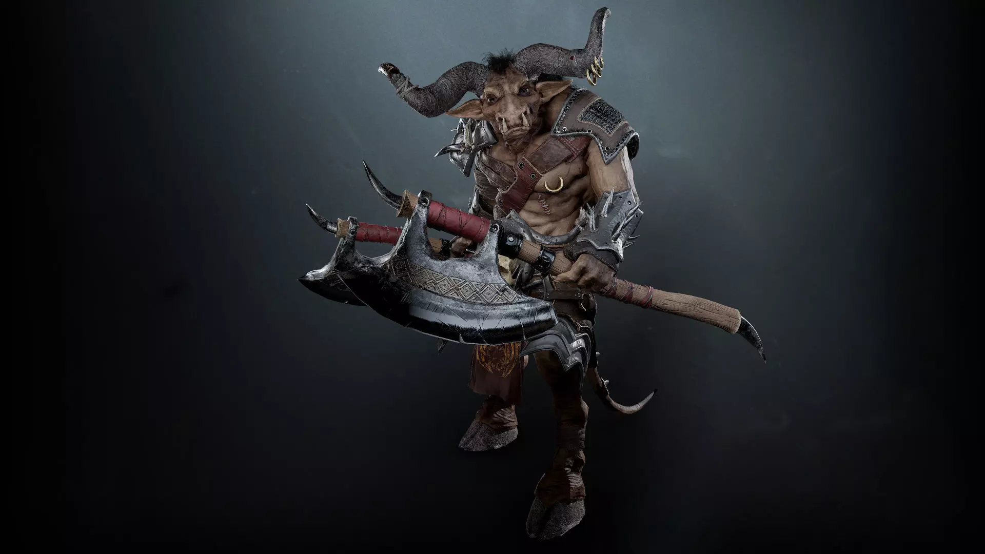 Minotaur Warrior Low-poly 3D model_0