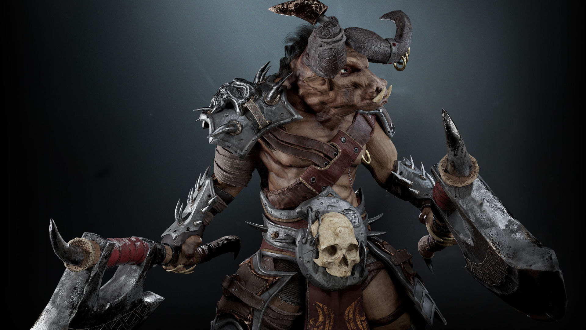Minotaur Warrior Low-poly 3D model_9