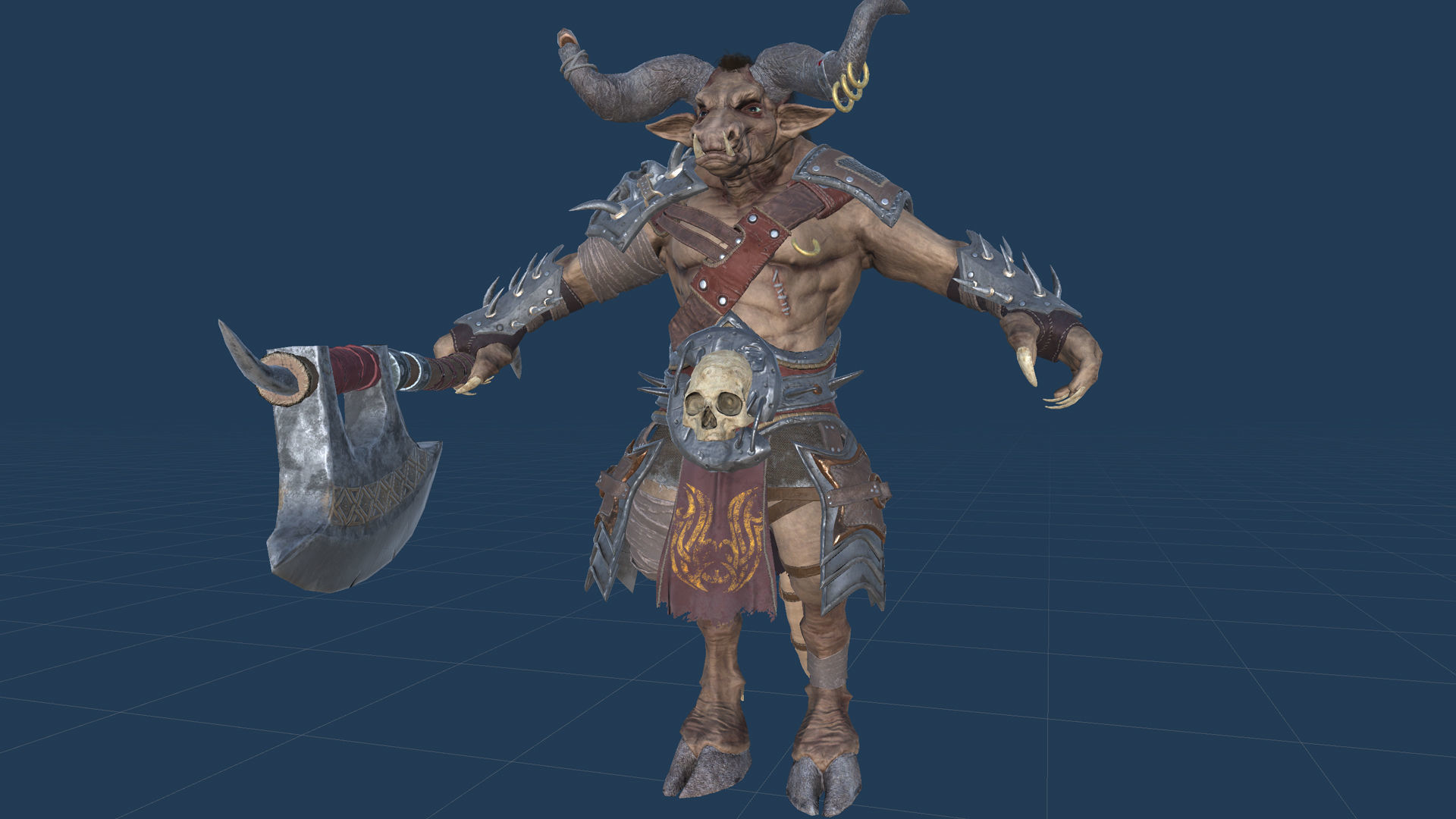 Minotaur Warrior Low-poly 3D model_8