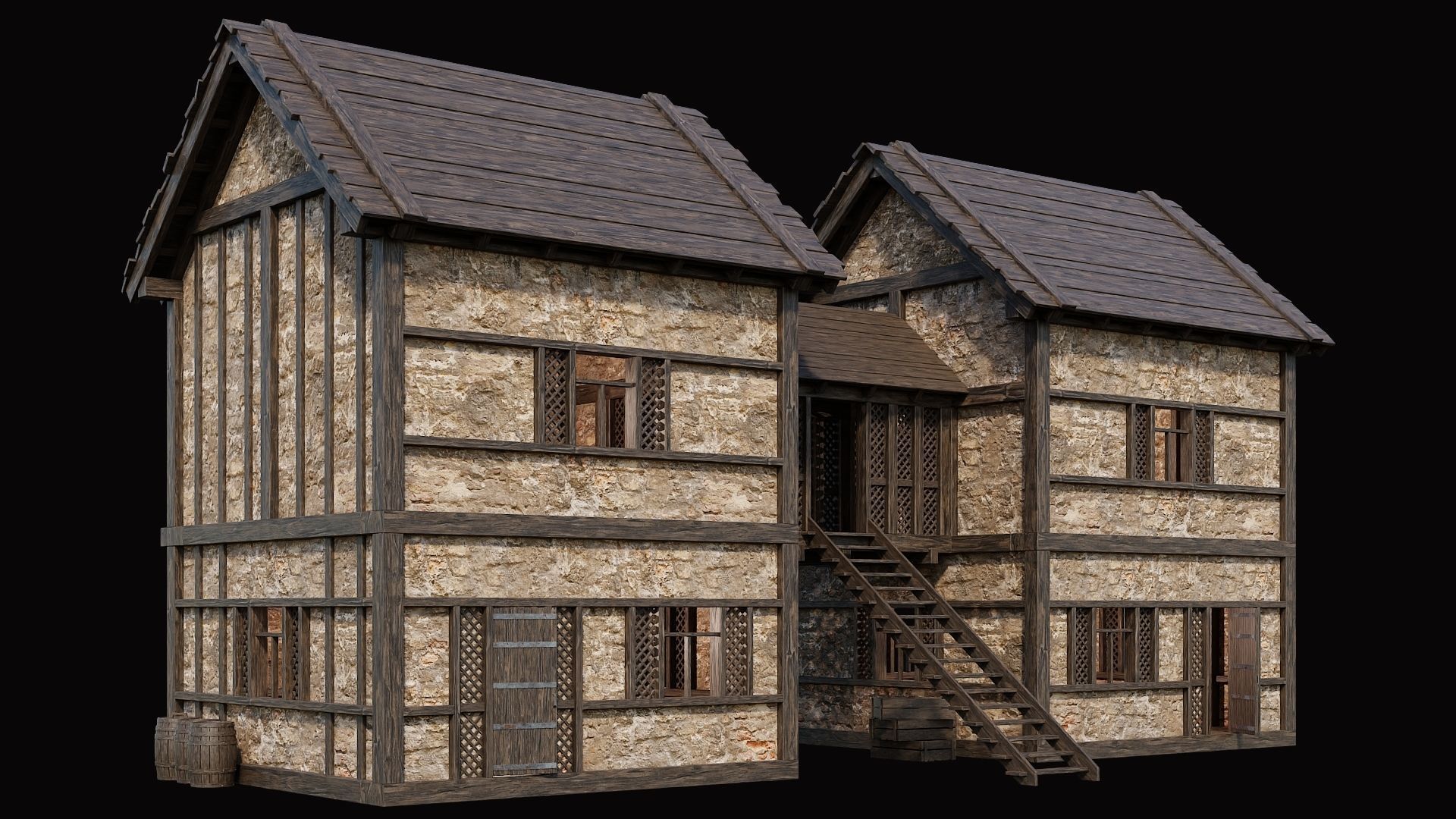 Medieval Village Pack 8 - 4 Assets - 4K Textures Game Ready Low-poly 3D model_10