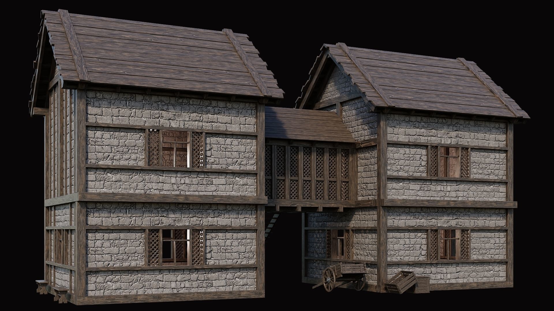 Medieval Village Pack 8 - 4 Assets - 4K Textures Game Ready Low-poly 3D model_15