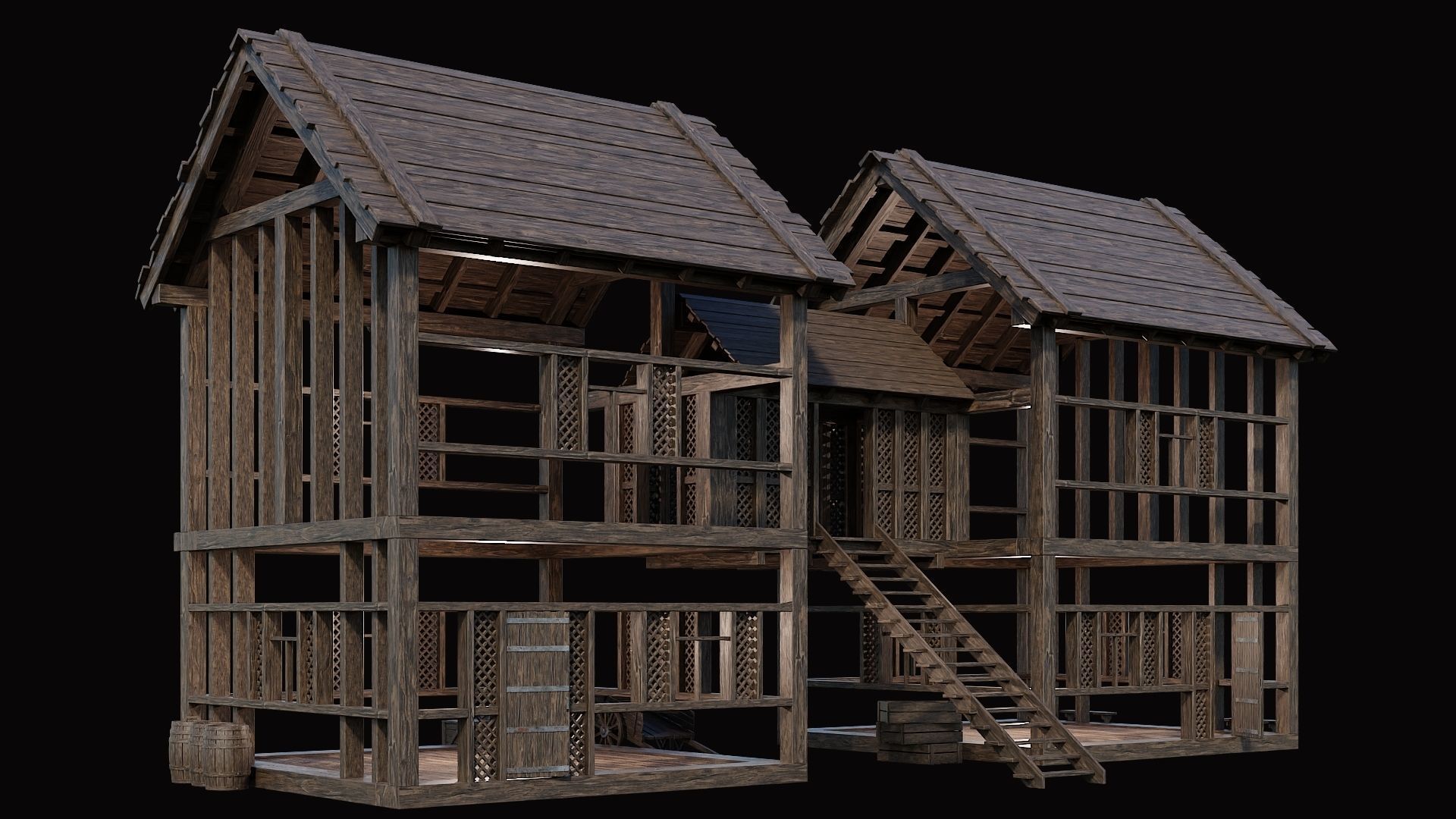 Medieval Village Pack 8 - 4 Assets - 4K Textures Game Ready Low-poly 3D model_18