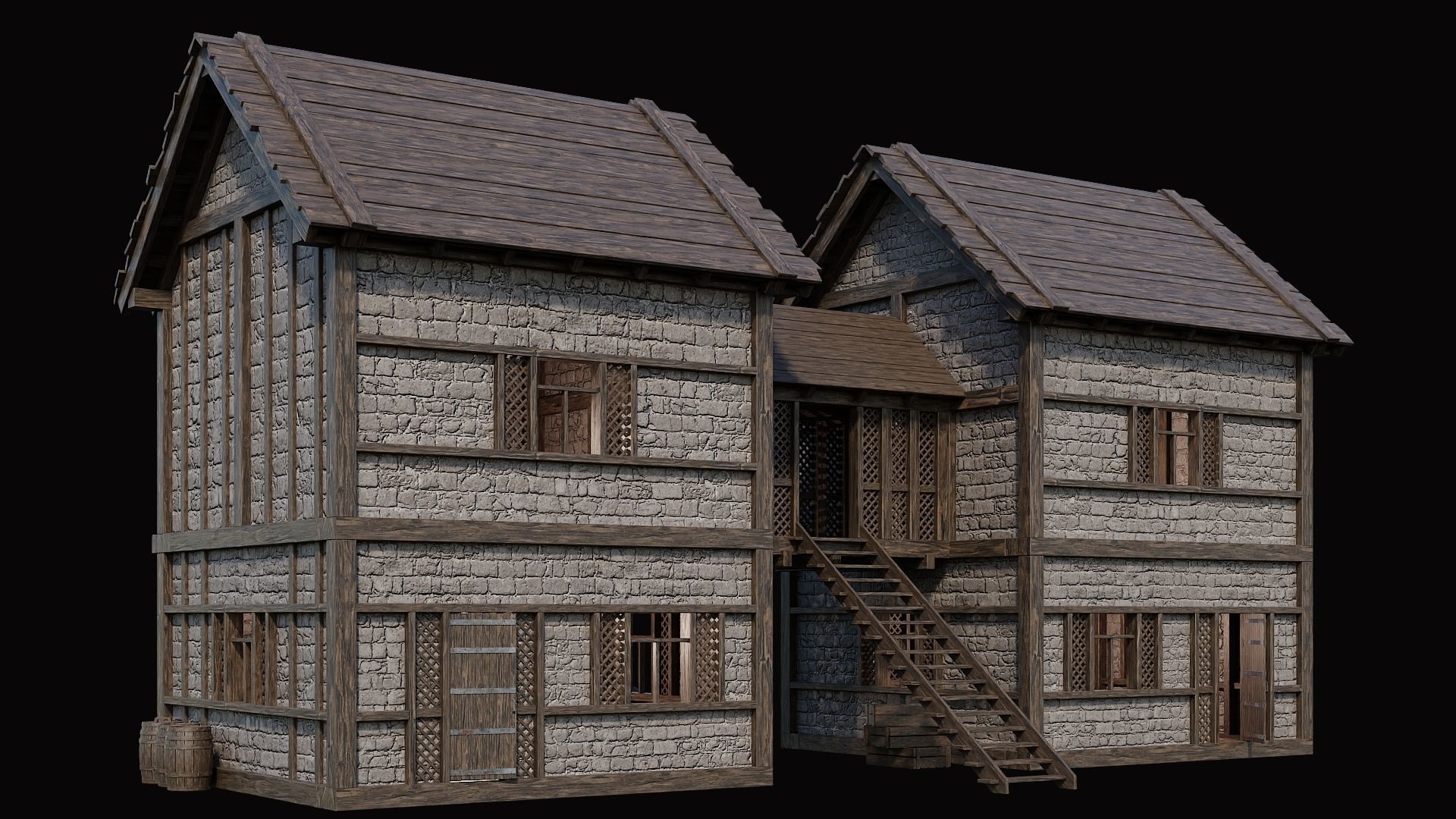 Medieval Village Pack 8 - 4 Assets - 4K Textures Game Ready Low-poly 3D model_14