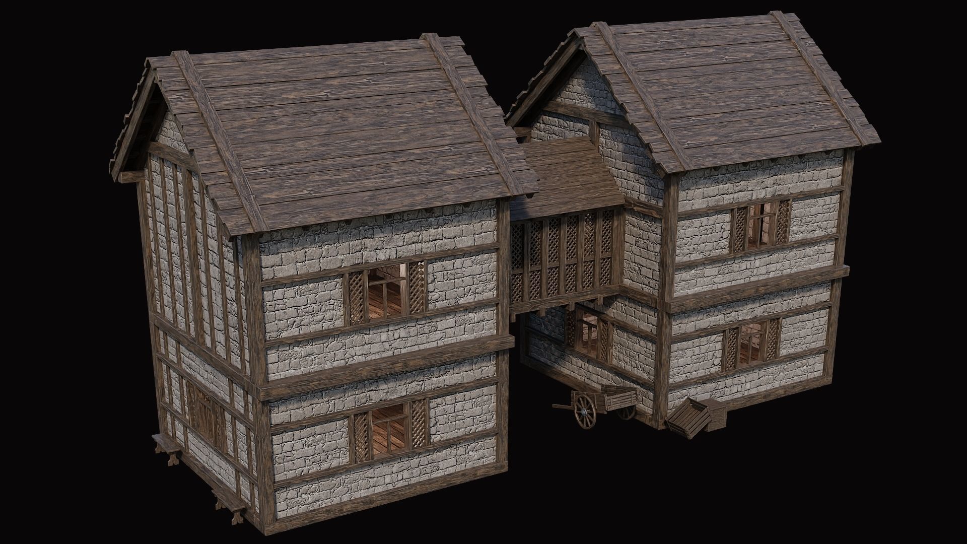 Medieval Village Pack 8 - 4 Assets - 4K Textures Game Ready Low-poly 3D model_17