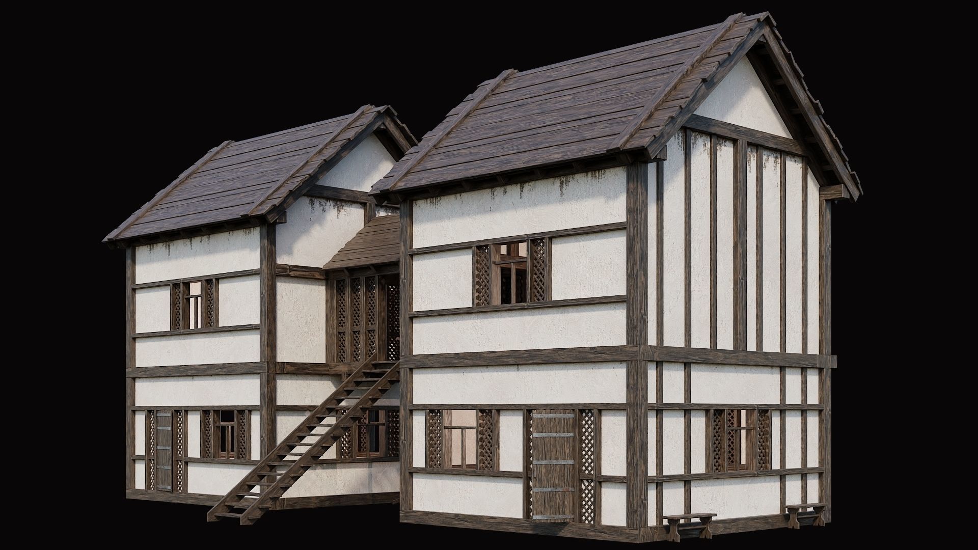 Medieval Village Pack 8 - 4 Assets - 4K Textures Game Ready Low-poly 3D model_5