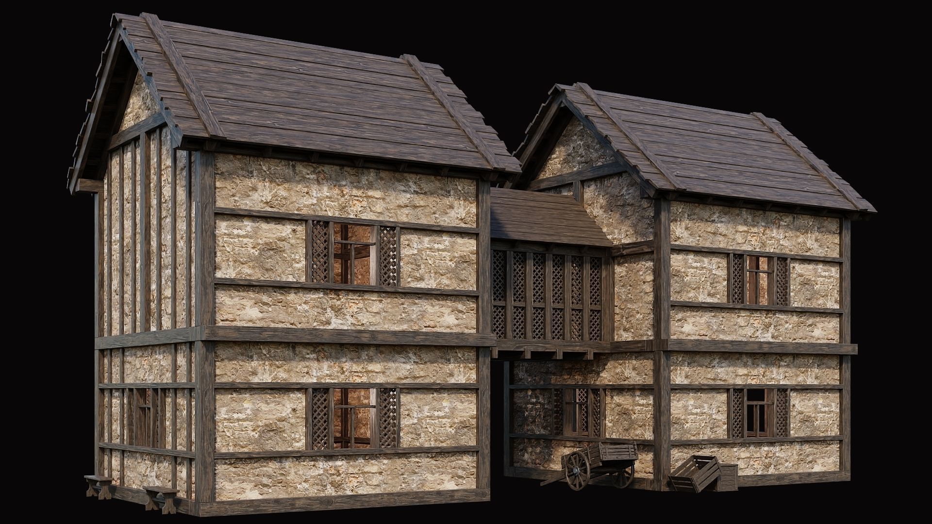 Medieval Village Pack 8 - 4 Assets - 4K Textures Game Ready Low-poly 3D model_11