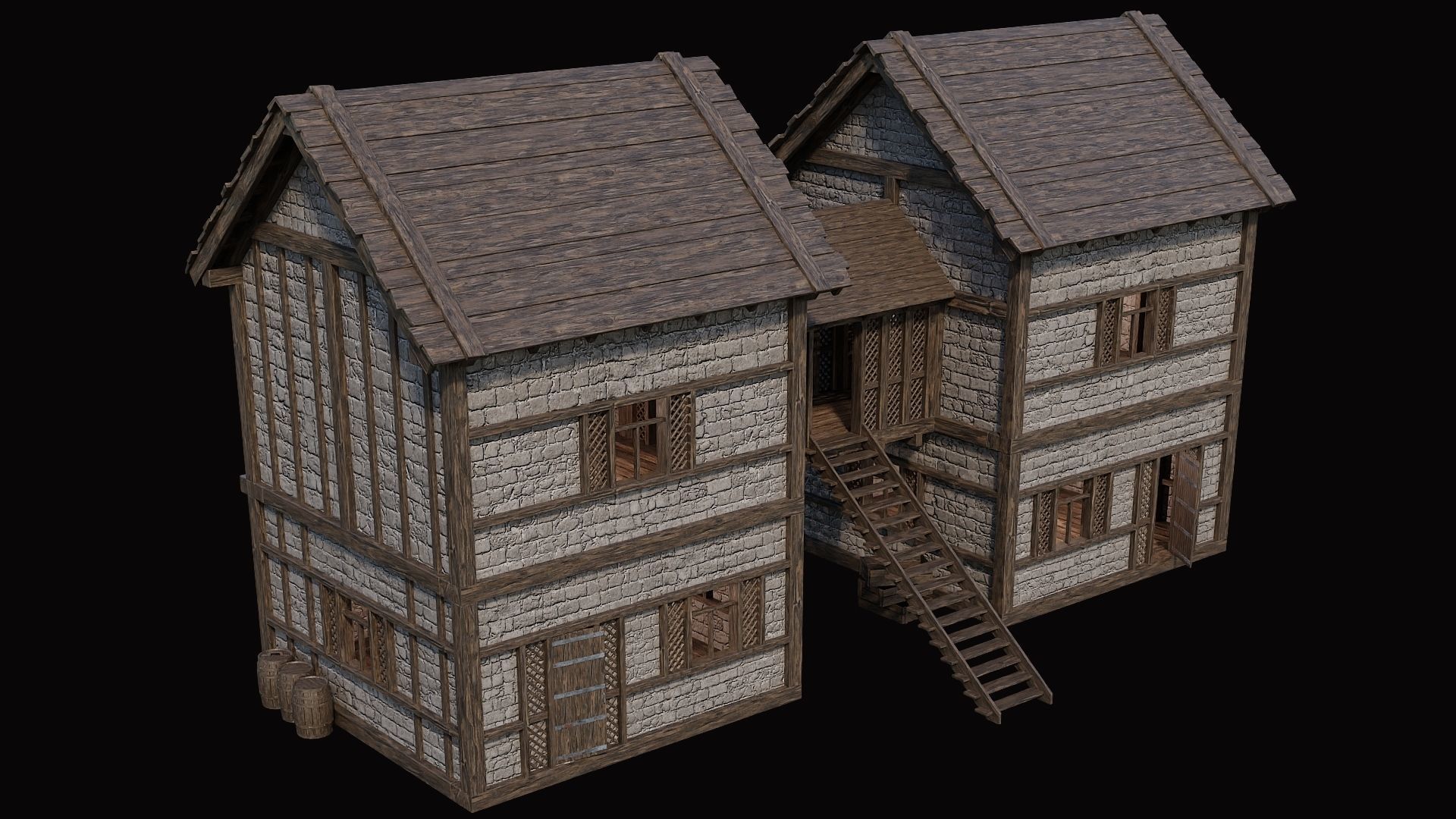 Medieval Village Pack 8 - 4 Assets - 4K Textures Game Ready Low-poly 3D model_16
