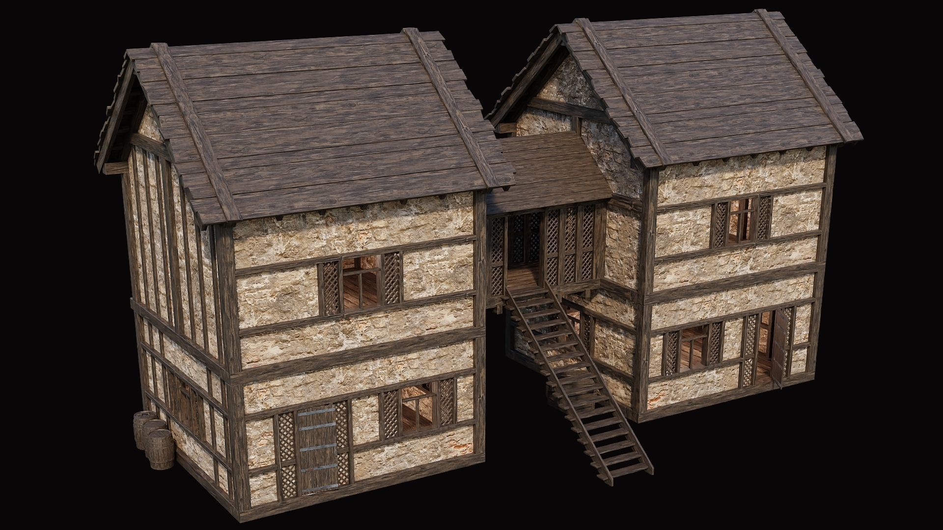 Medieval Village Pack 8 - 4 Assets - 4K Textures Game Ready Low-poly 3D model_12