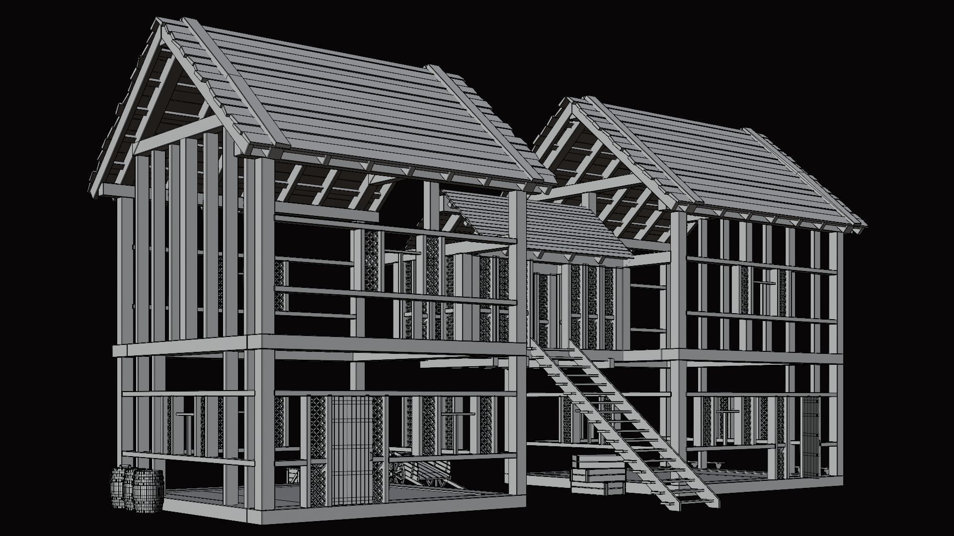 Medieval Village Pack 8 - 4 Assets - 4K Textures Game Ready Low-poly 3D model_22