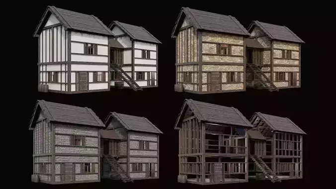 Medieval Village Pack 8 - 4 Assets - 4K Textures Game Ready