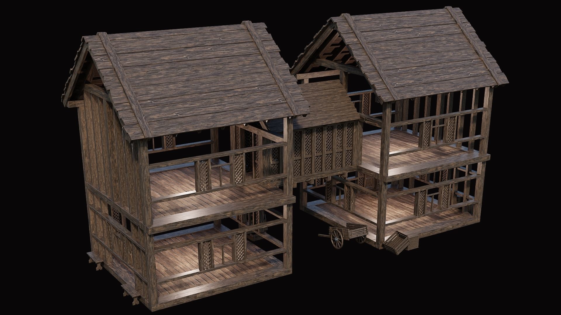 Medieval Village Pack 8 - 4 Assets - 4K Textures Game Ready Low-poly 3D model_21