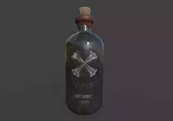 Pirate Bottle of Rum 3D Model Low-poly 3D model