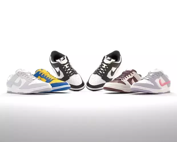 Nike Dunk Low Variety Pack Low-poly 3D model