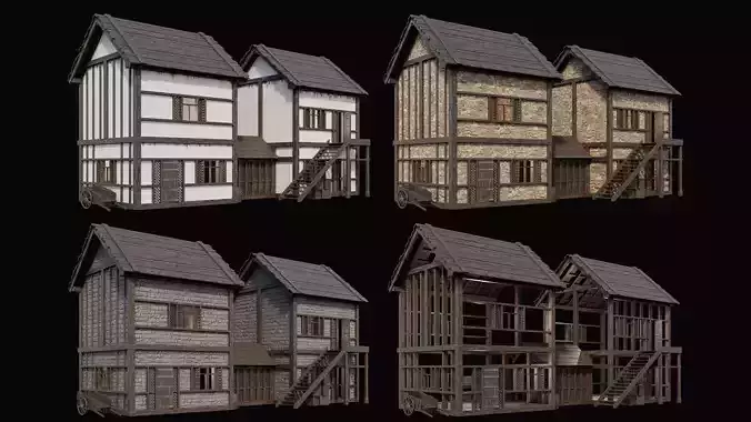 Medieval Village Pack 9 - 4 Assets - 4K Textures Game Ready