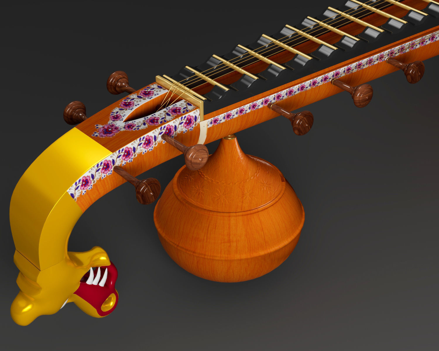 Veena Music Instrument 3D model_3