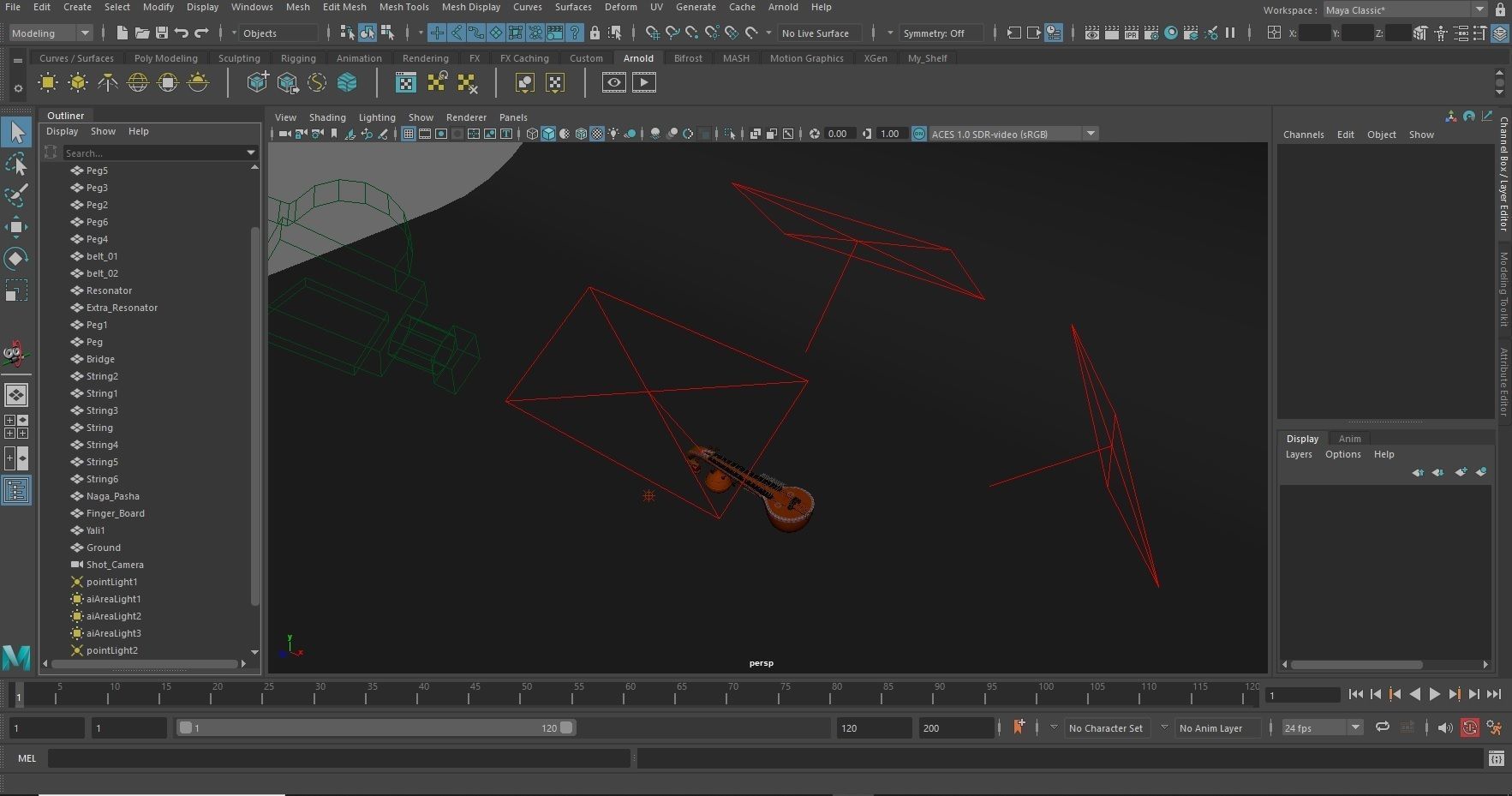 Veena Music Instrument 3D model_10