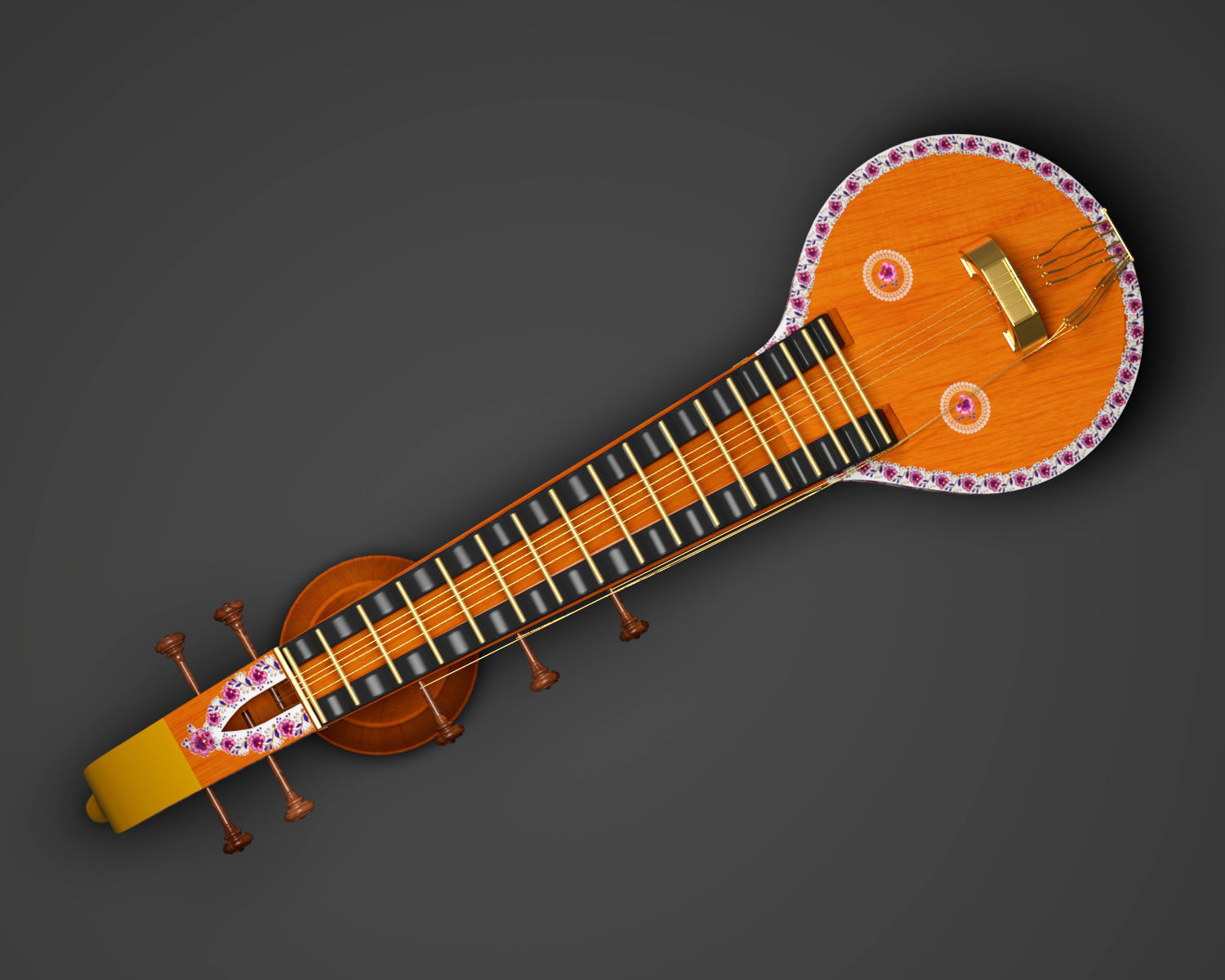 Veena Music Instrument 3D model_5