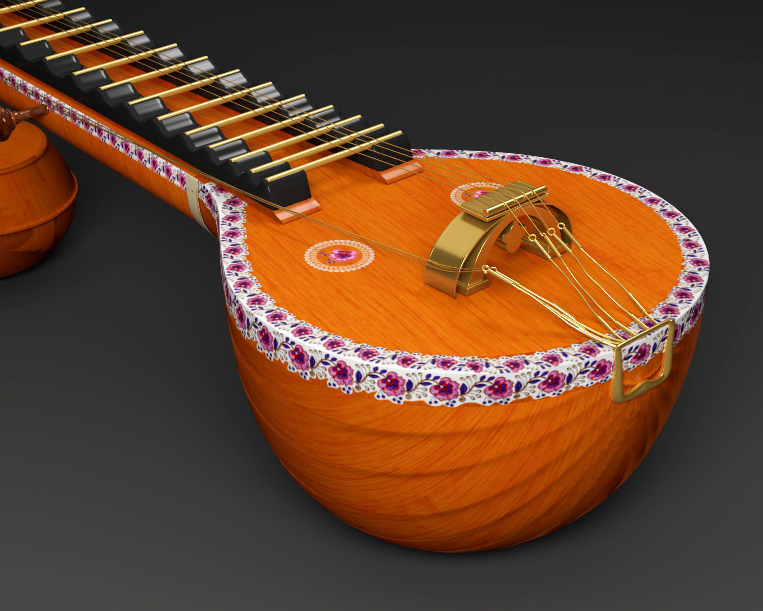 Veena Music Instrument 3D model_4