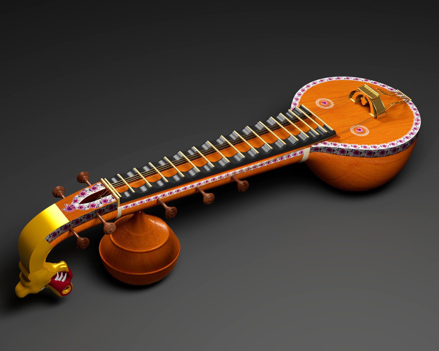 Veena Music Instrument 3D model_1