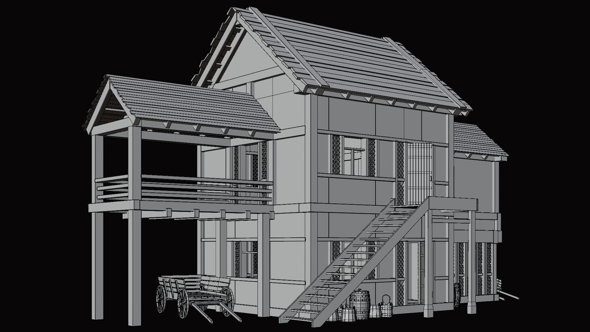 Medieval Village Pack 10 - 4 Assets - 4K Textures Game Ready Low-poly 3D model_9