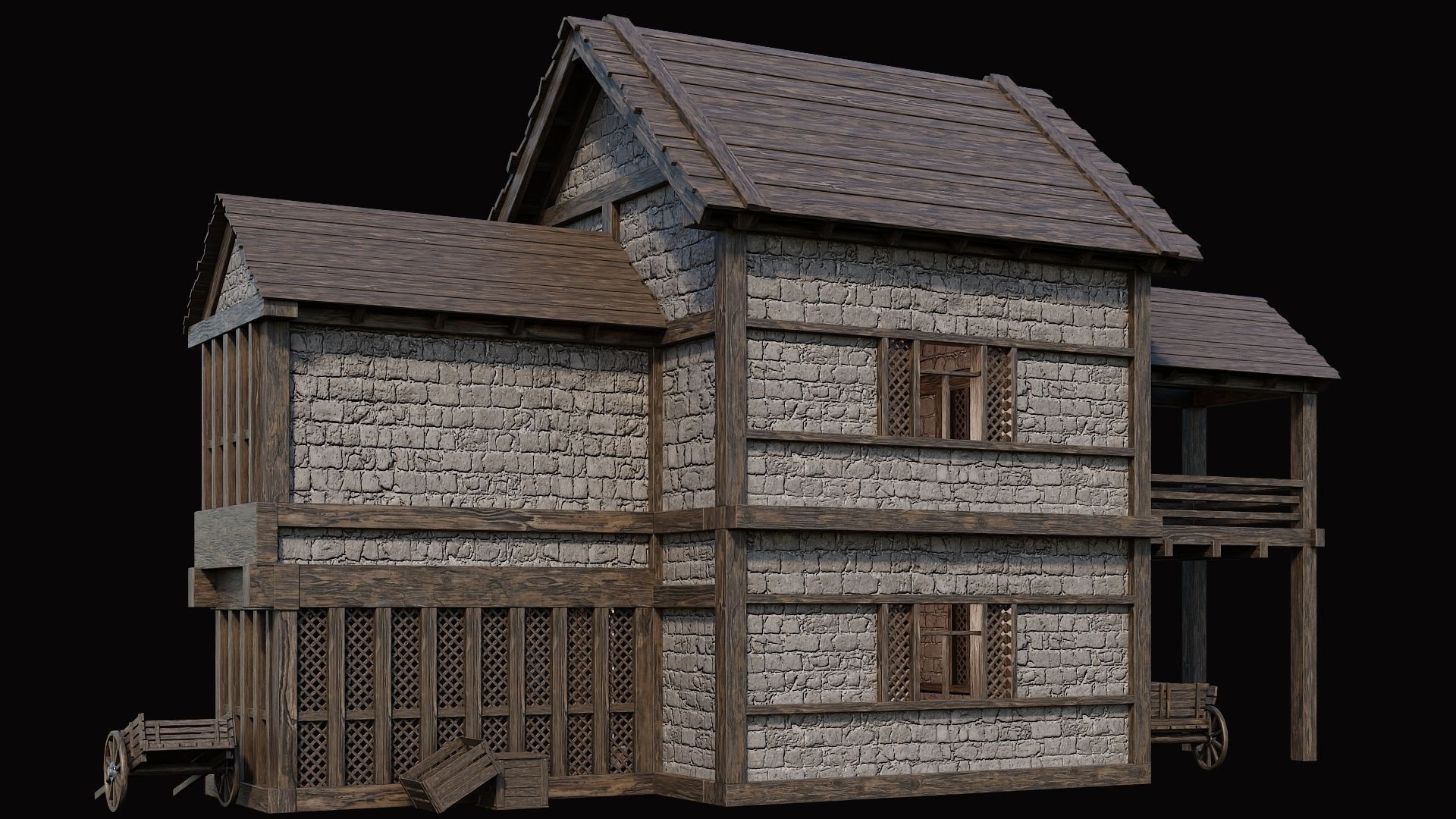 Medieval Village Pack 10 - 4 Assets - 4K Textures Game Ready Low-poly 3D model_15