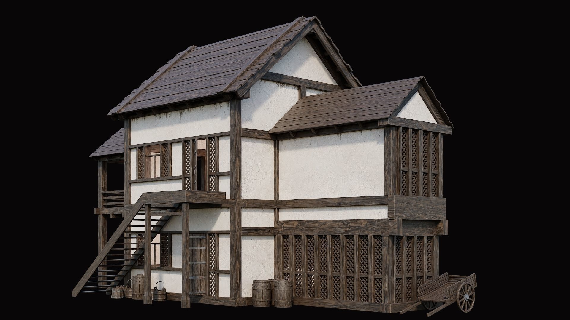 Medieval Village Pack 10 - 4 Assets - 4K Textures Game Ready Low-poly 3D model_5