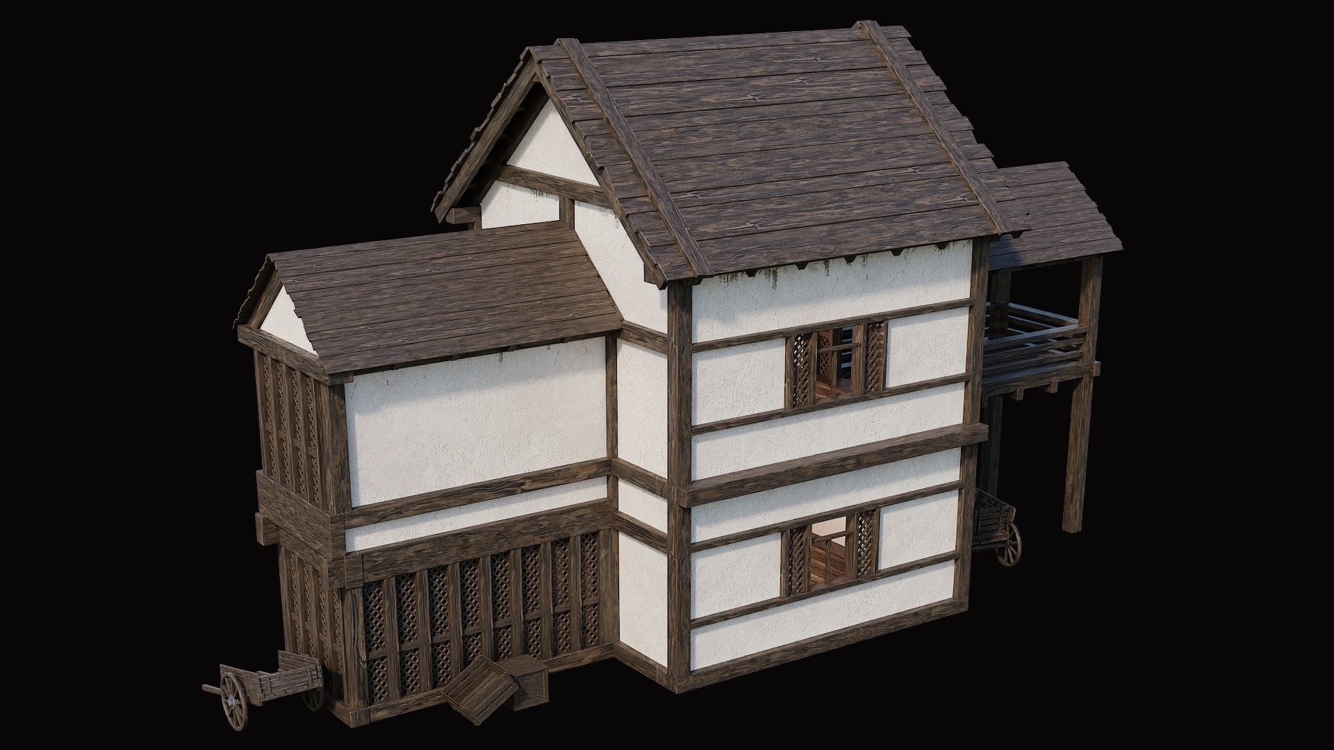 Medieval Village Pack 10 - 4 Assets - 4K Textures Game Ready Low-poly 3D model_8