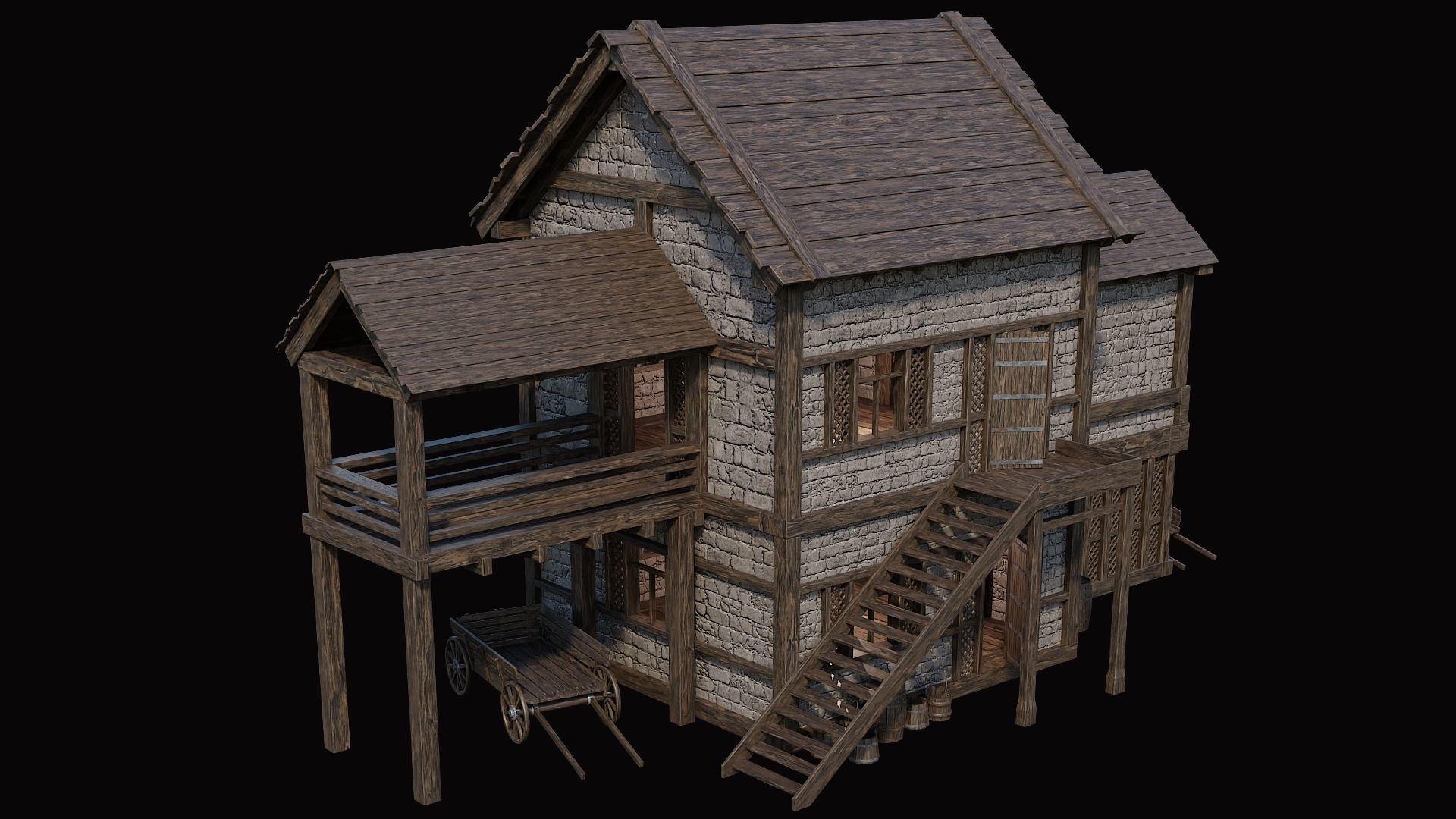 Medieval Village Pack 10 - 4 Assets - 4K Textures Game Ready Low-poly 3D model_16