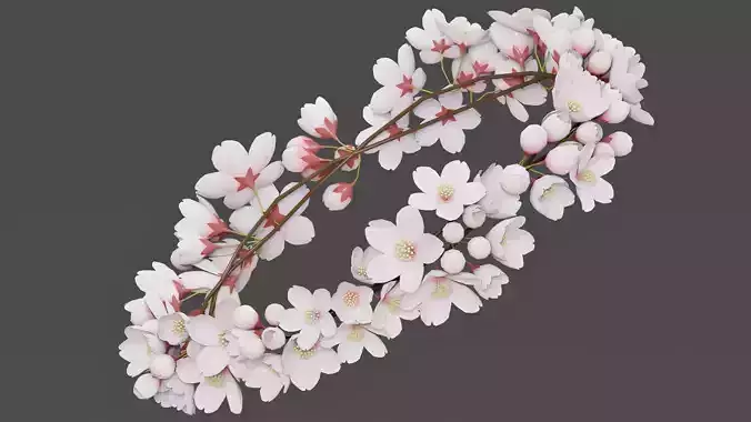 Saku Japanese Flowers Wreath Greek wreath 3D model